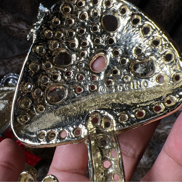 VINTAGE TORINO BRAND LARGE MUSHROOM PIERCED EARRINGS HOLDER, Early 70’s Gold - Picture 8 of 9